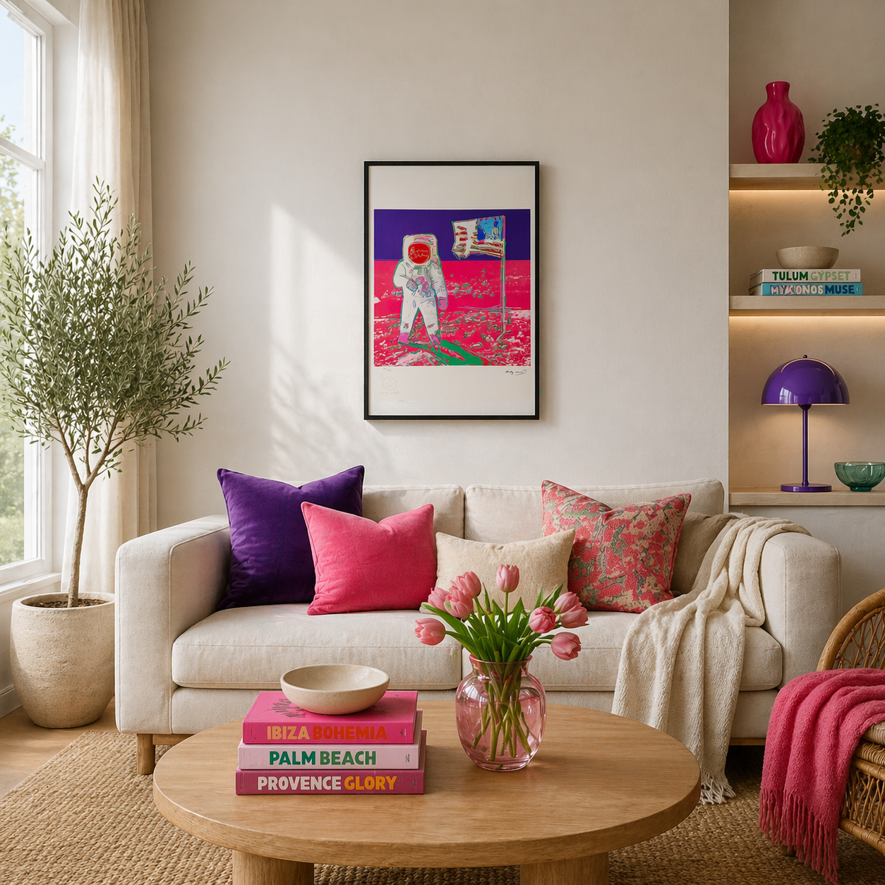 Andy Warhol Moonwalk (Neon Pink & Purple) Lithograph Arches 300gsm 42x59 cm