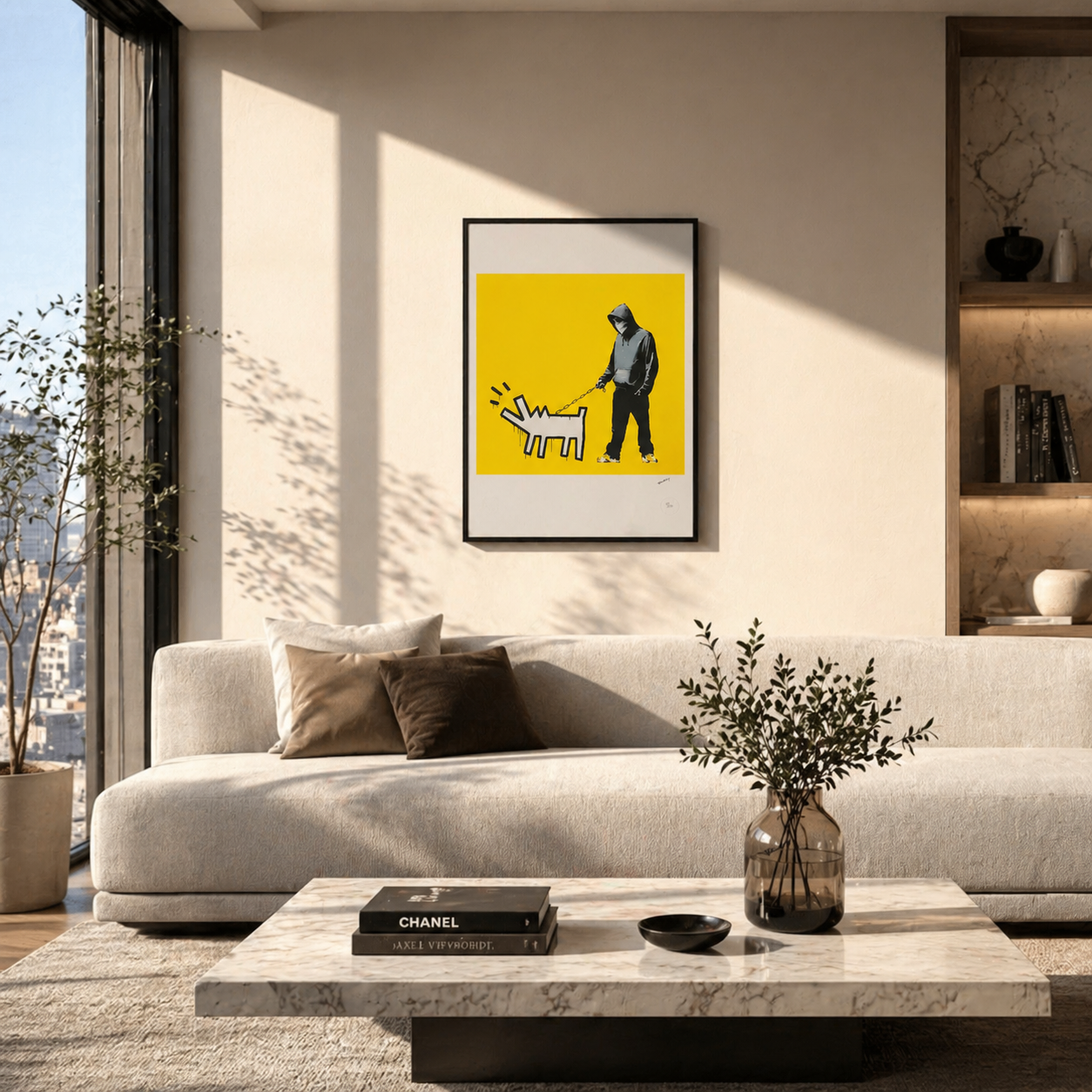 Banksy Barking Dog (Yellow) Lithograph Arches 300gsm 42x59 cm