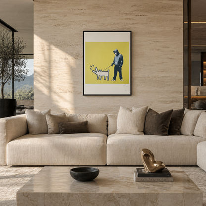 Banksy Barking Dog (Khaki Yellow) Lithograph Arches 300gsm 42x59 cm