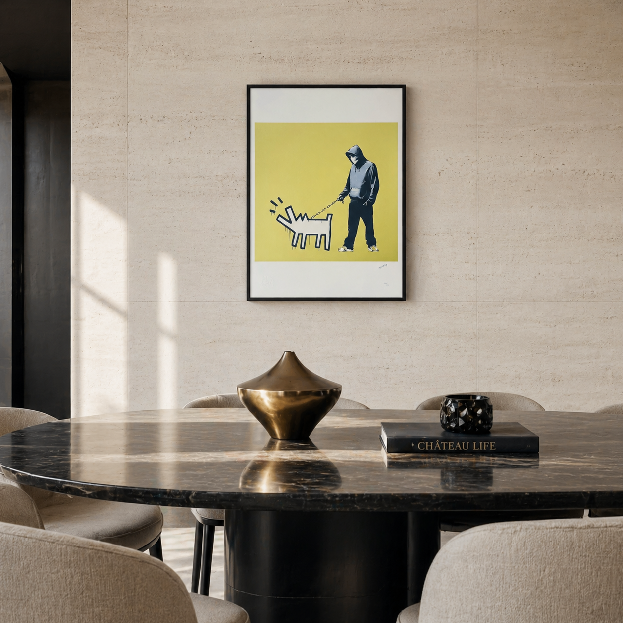 Banksy Barking Dog (Khaki Yellow) Lithograph Arches 300gsm 42x59 cm