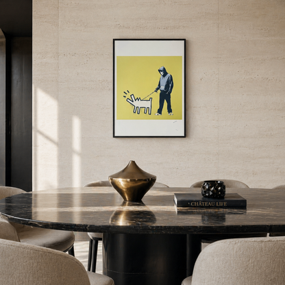 Banksy Barking Dog (Khaki Yellow) Lithograph Arches 300gsm 42x59 cm