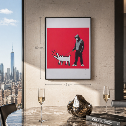 Banksy Barking Dog (Red) Lithograph Arches 300gsm 42x59 cm