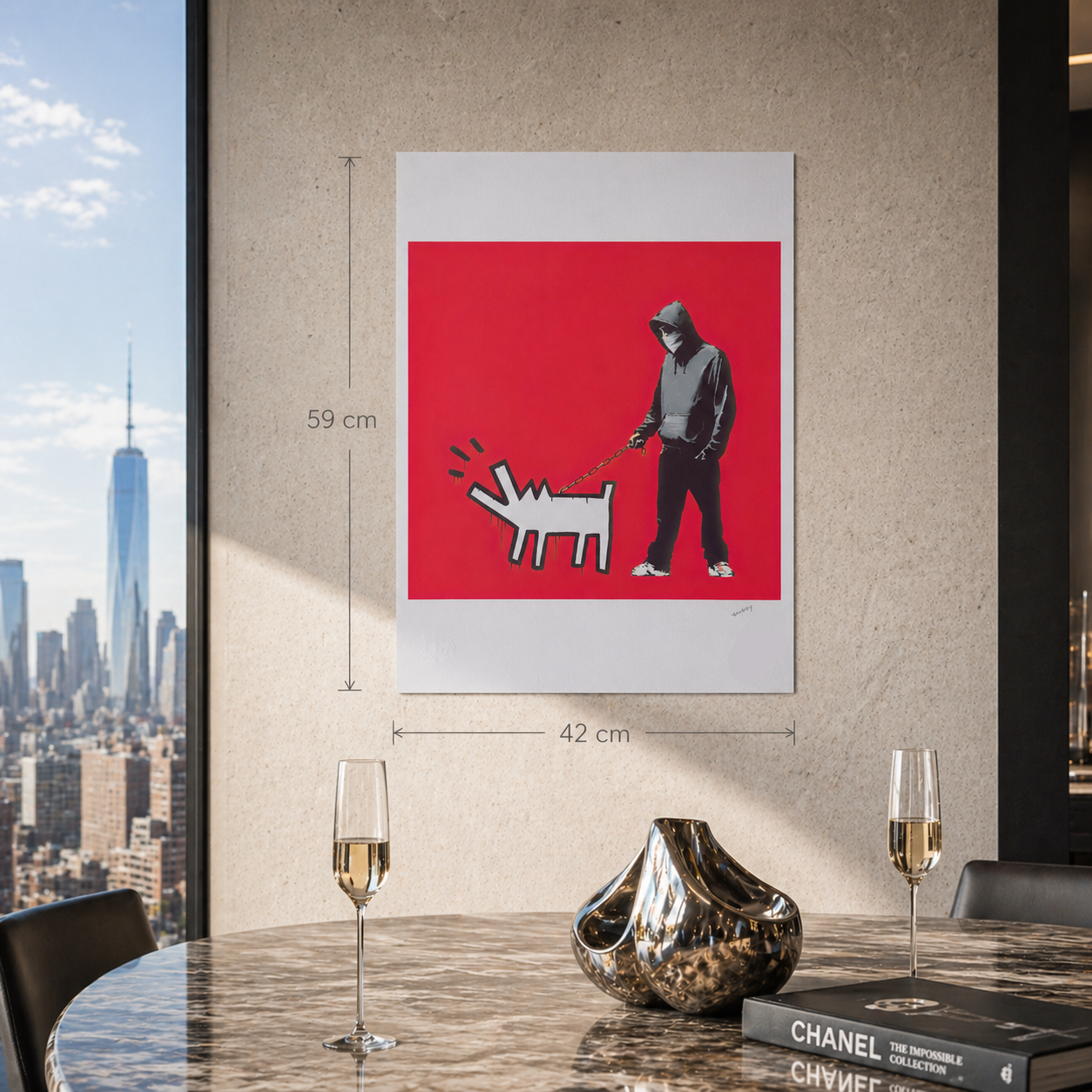 Banksy Barking Dog (Red) Lithograph Arches 300gsm 42x59 cm