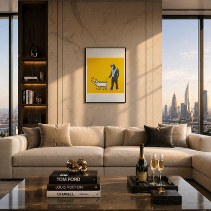Banksy Barking Dog (Ocher Yellow) Lithograph Arches 300gsm 42x59 cm