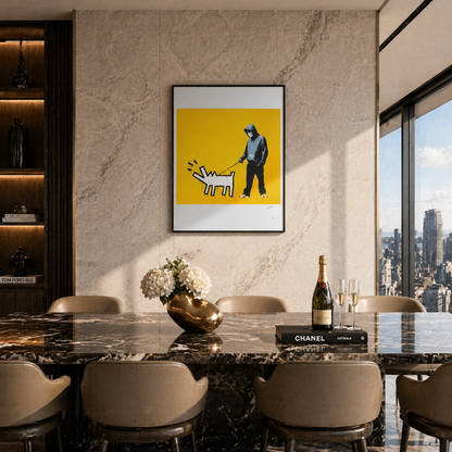Banksy Barking Dog (Ocher Yellow) Lithograph Arches 300gsm 42x59 cm