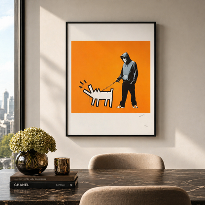 Banksy Barking Dog (Orange) Lithograph Arches 300gsm 42x59 cm