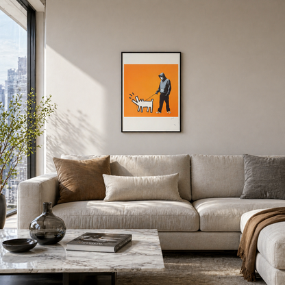 Banksy Barking Dog (Orange) Lithograph Arches 300gsm 42x59 cm