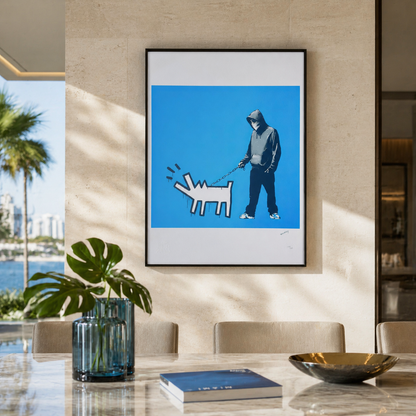 Banksy Barking Dog (Blue) Lithograph Arches 300gsm 42x59 cm