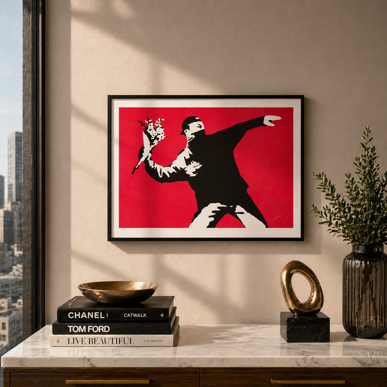 Banksy Love Is in the Air Lithograph Arches 300gsm 42x59 cm