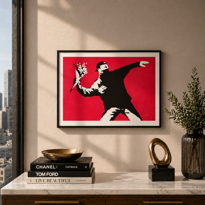 Banksy Love Is in the Air Lithograph Arches 300gsm 42x59 cm