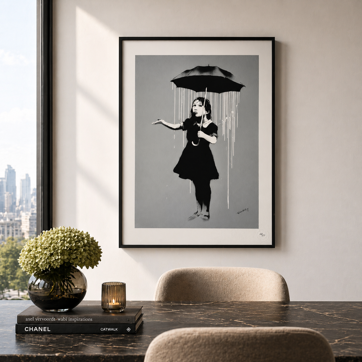 Banksy Girl with Umbrella (Lola) Lithograph Arches 300gsm 42x59 cm