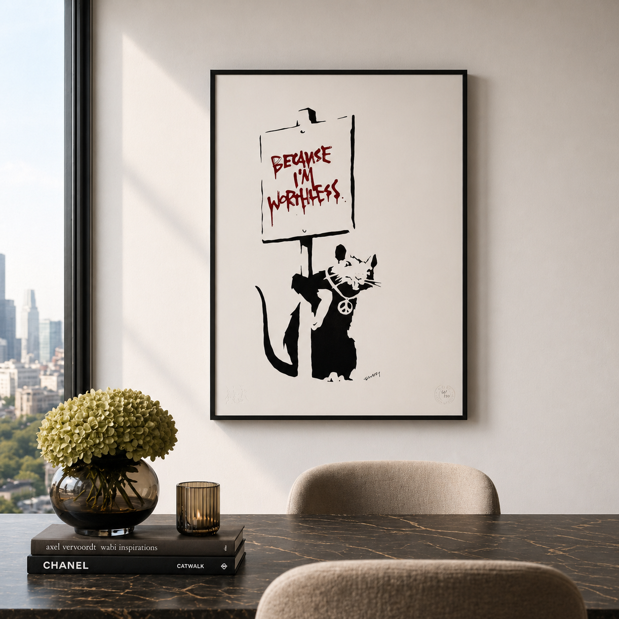 Banksy Because I'm Worthless Lithograph Arches 300gsm 42x59 cm