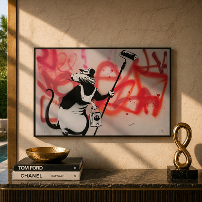 Banksy Rat with Roller Lithograph Arches 300gsm 42x59 cm