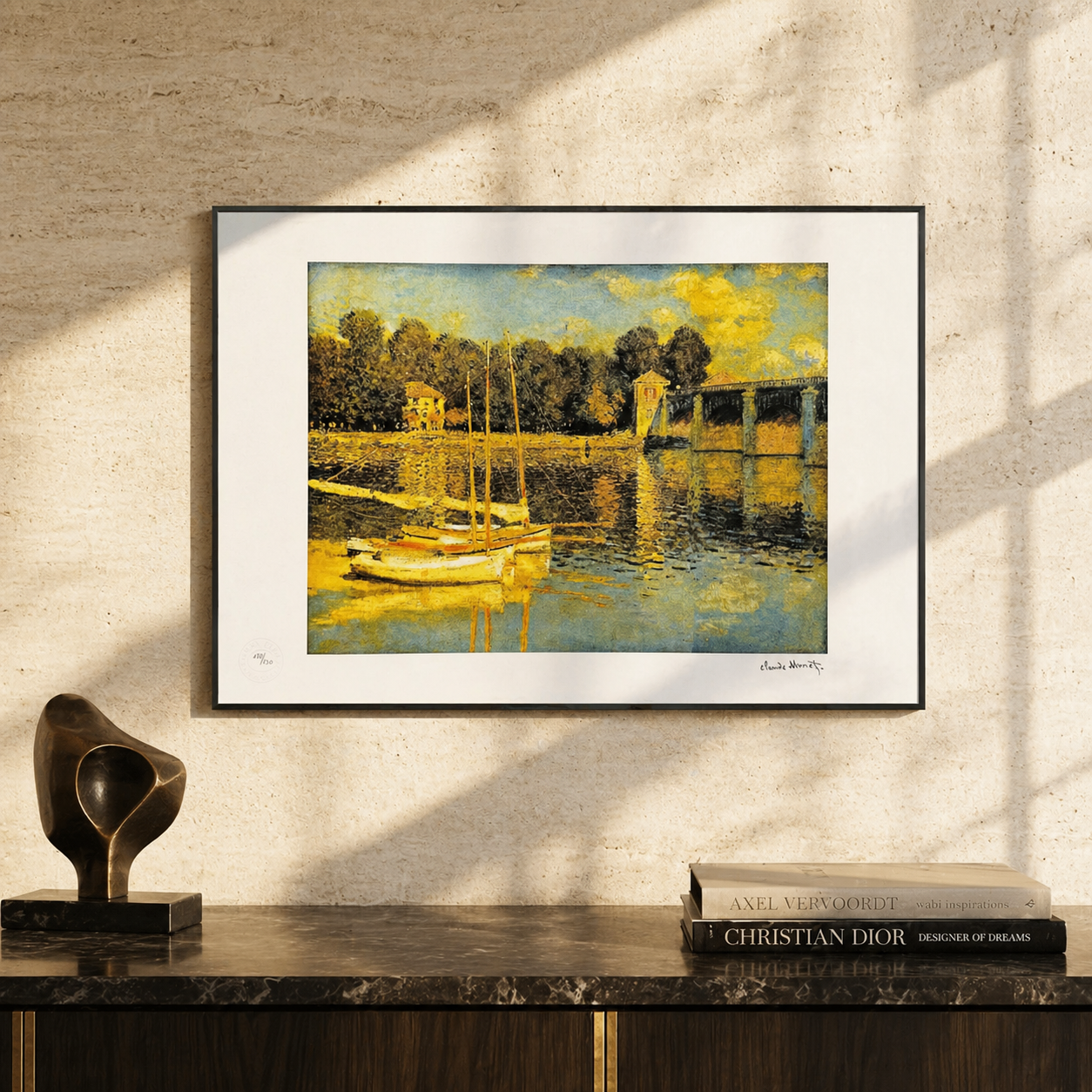 Claude Monet Bridge of Argenteuil snow landscape Lithograph Arches 300gsm 42x59 cm