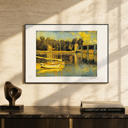 Claude Monet Bridge of Argenteuil snow landscape Lithograph Arches 300gsm 42x59 cm