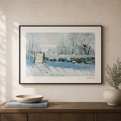 Claude Monet Le Pie snow landscape Lithograph Arches 300gsm 42x59 cm
