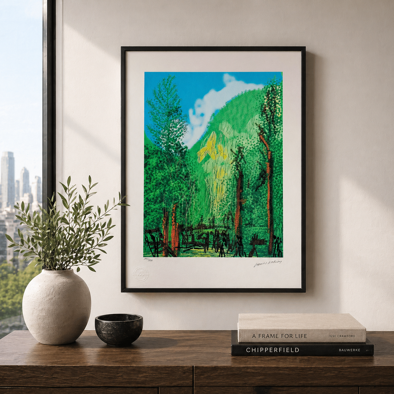 David Hockney Forest with 4 trees Lithograph Arches 300gsm 42x59 cm