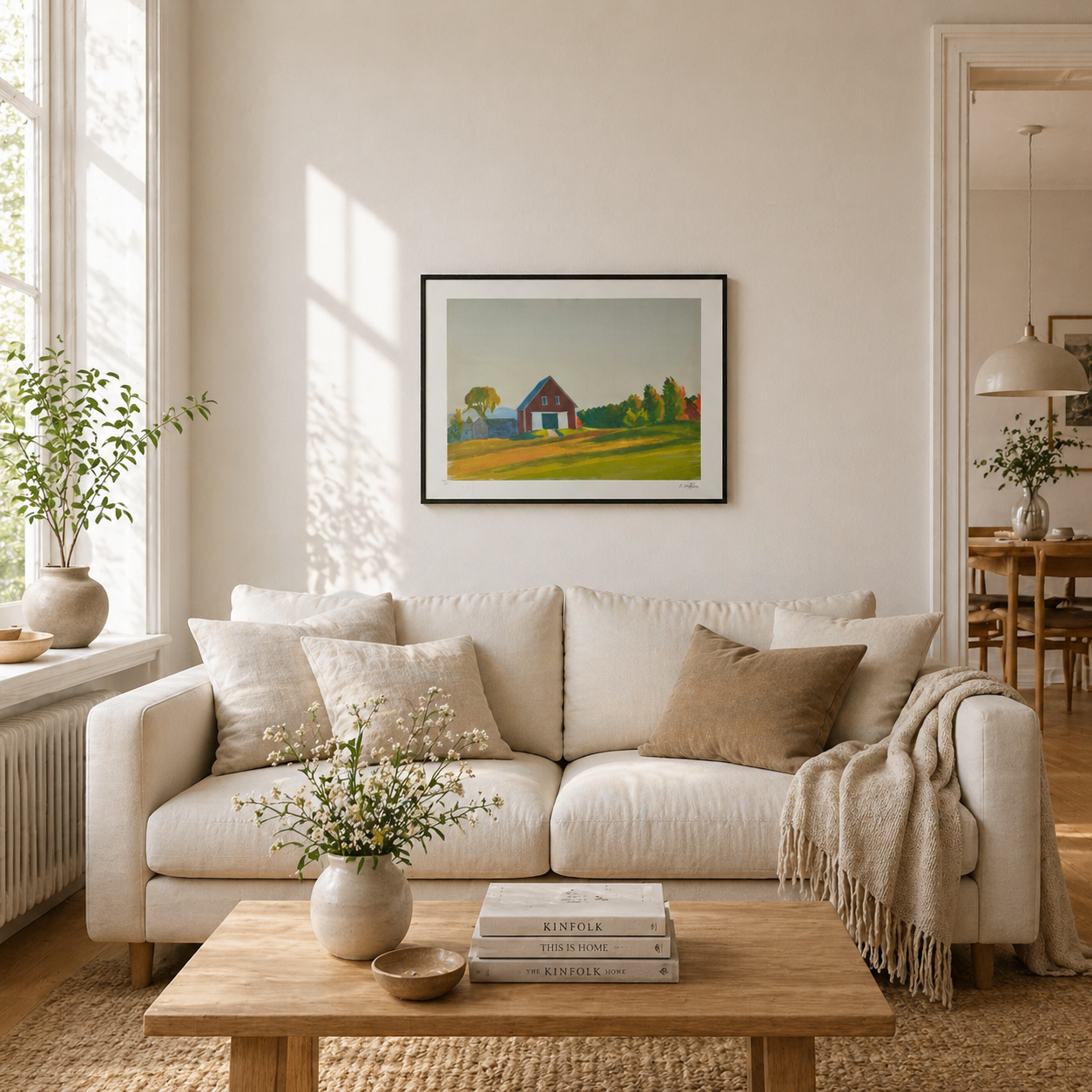 Edward Hopper Red Barn in Autumn Landscape Lithograph Arches 300gsm 42x59 cm