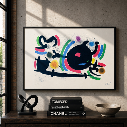 Joan Miró central black circle Lithograph Arches 300gsm 42x59 cm