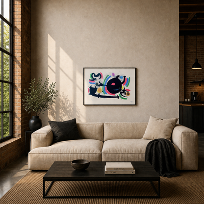 Joan Miró central black circle Lithograph Arches 300gsm 42x59 cm