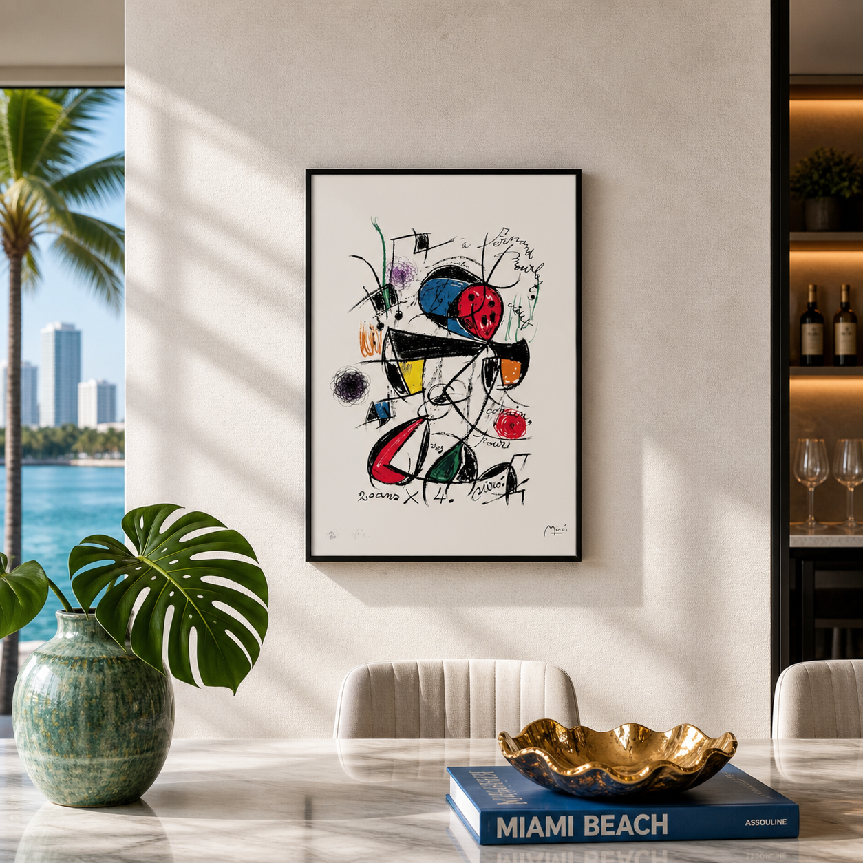 Joan Miró line composition with color Lithography Arches 300gsm 42x59 cm