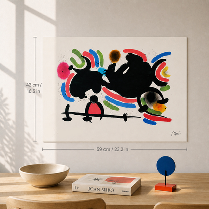 Joan Miró dynamic horizontal composition Lithography Arches 300gsm 42x59 cm