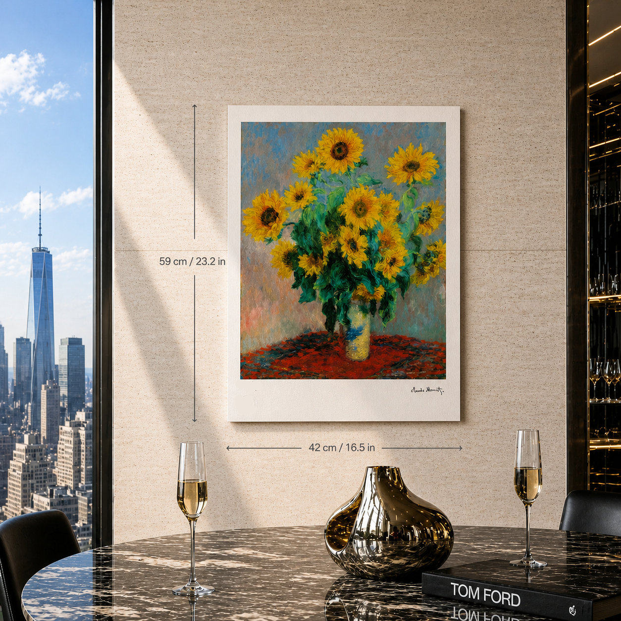 Claude Monet Flowers in vase Lithograph Arches 300gsm 42x59 cm