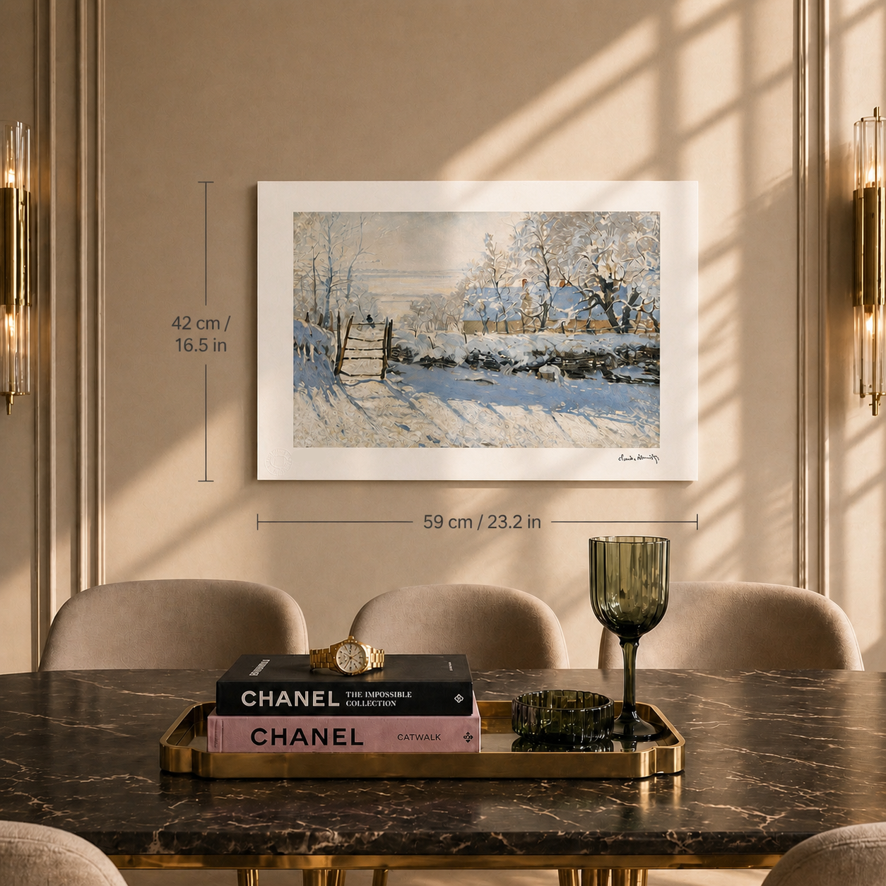 Claude Monet Le Pie snow landscape Lithograph Arches 300gsm 42x59 cm