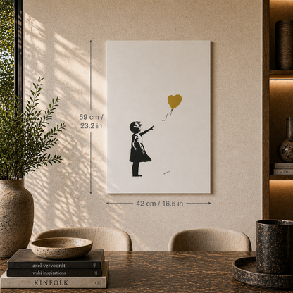 Banksy Girl With the Balloon (Gold) Lithograph Arches 300gsm 42x59 cm