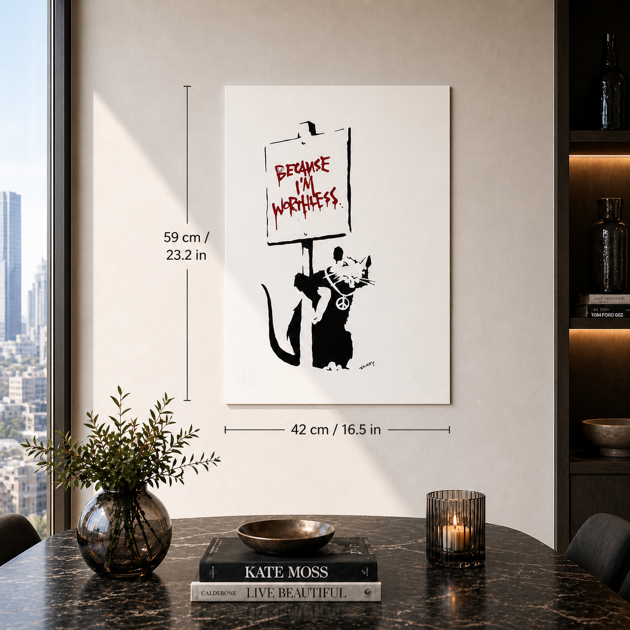 Banksy Because I'm Worthless Lithograph Arches 300gsm 42x59 cm