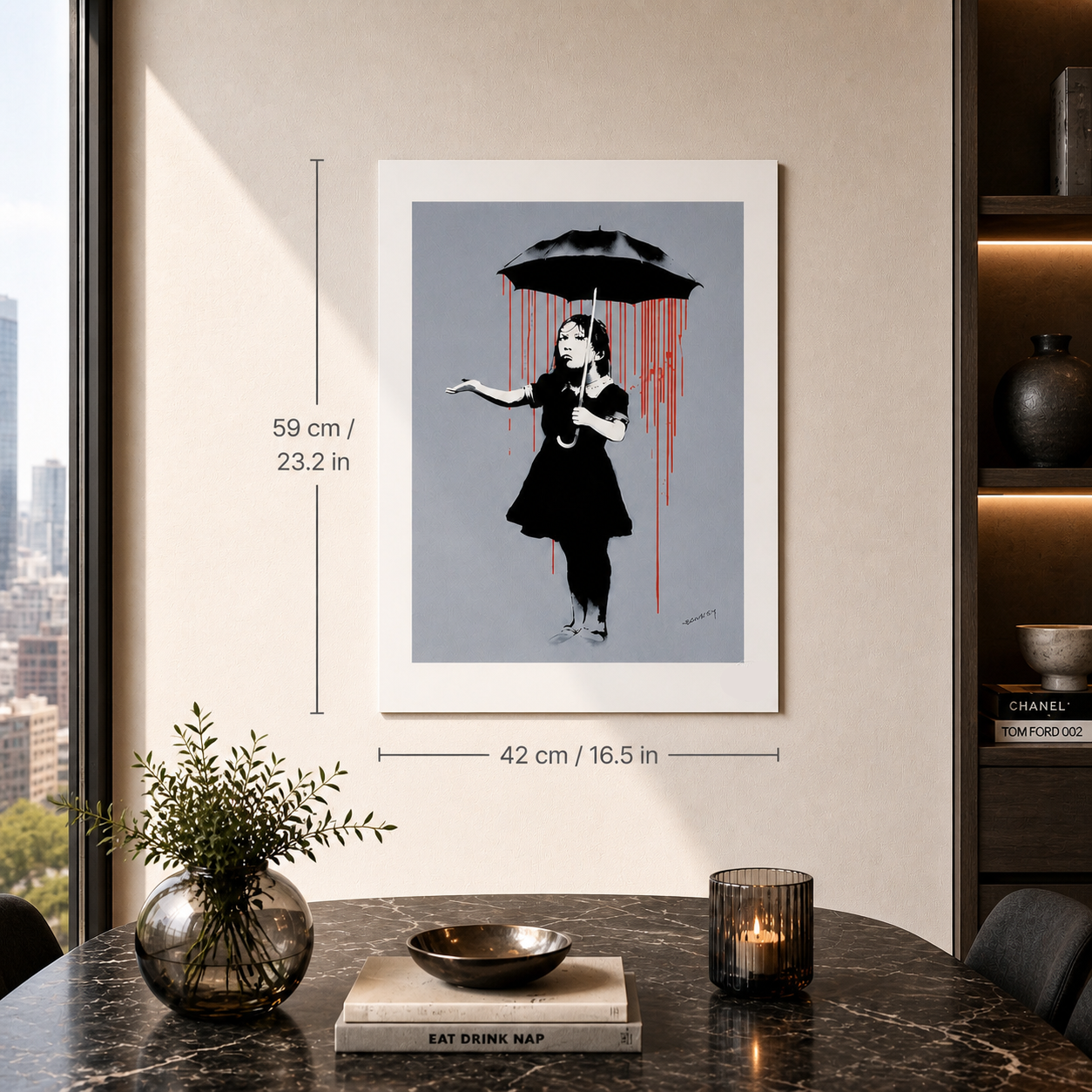 Banksy Girl with Umbrella (Lola) Lithograph Arches 300gsm 42x59 cm