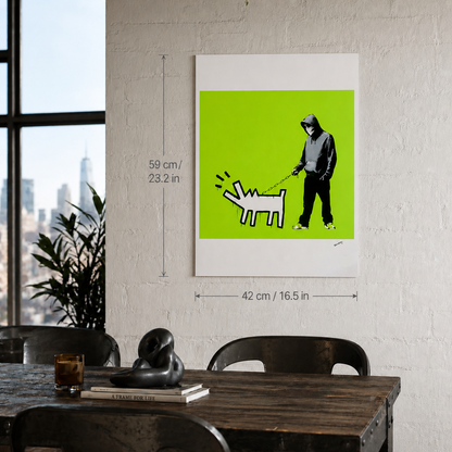 Banksy Barking Dog (Light Green) Lithograph Arches 300gsm 42x59 cm