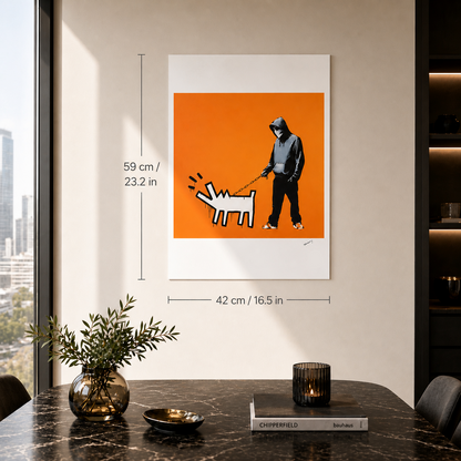 Banksy Barking Dog (Orange) Lithograph Arches 300gsm 42x59 cm