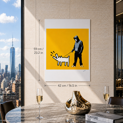 Banksy Barking Dog (Ocher Yellow) Lithograph Arches 300gsm 42x59 cm