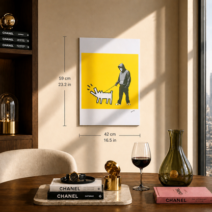 Banksy Barking Dog (Yellow) Lithograph Arches 300gsm 42x59 cm