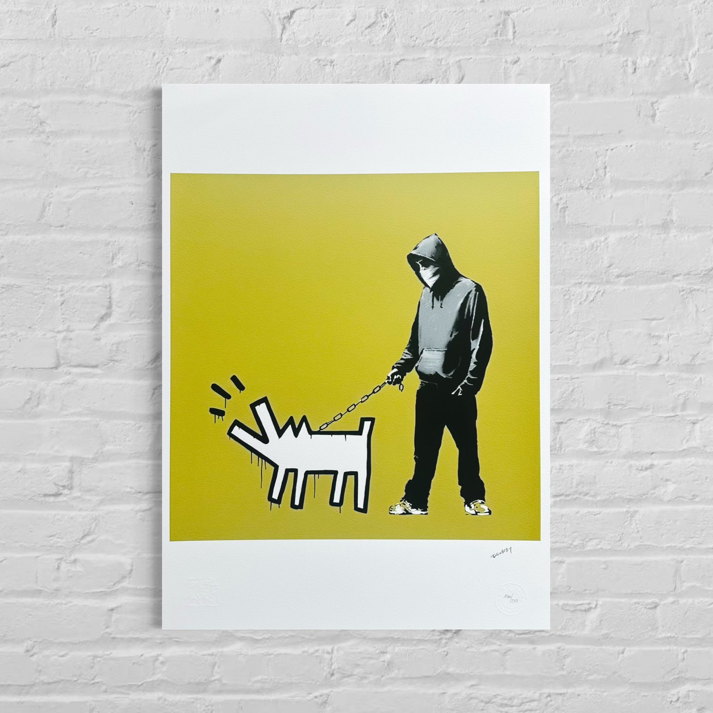 Banksy Barking Dog (Khaki Yellow) Lithograph Arches 300gsm 42x59 cm