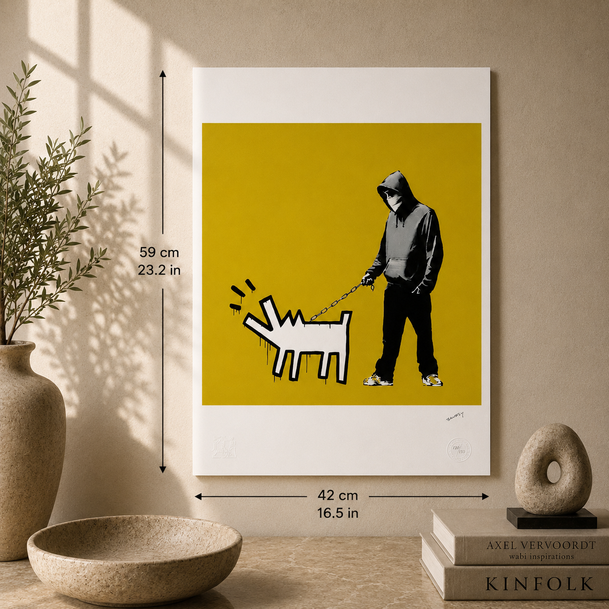 Banksy Barking Dog (Khaki Yellow) Lithograph Arches 300gsm 42x59 cm