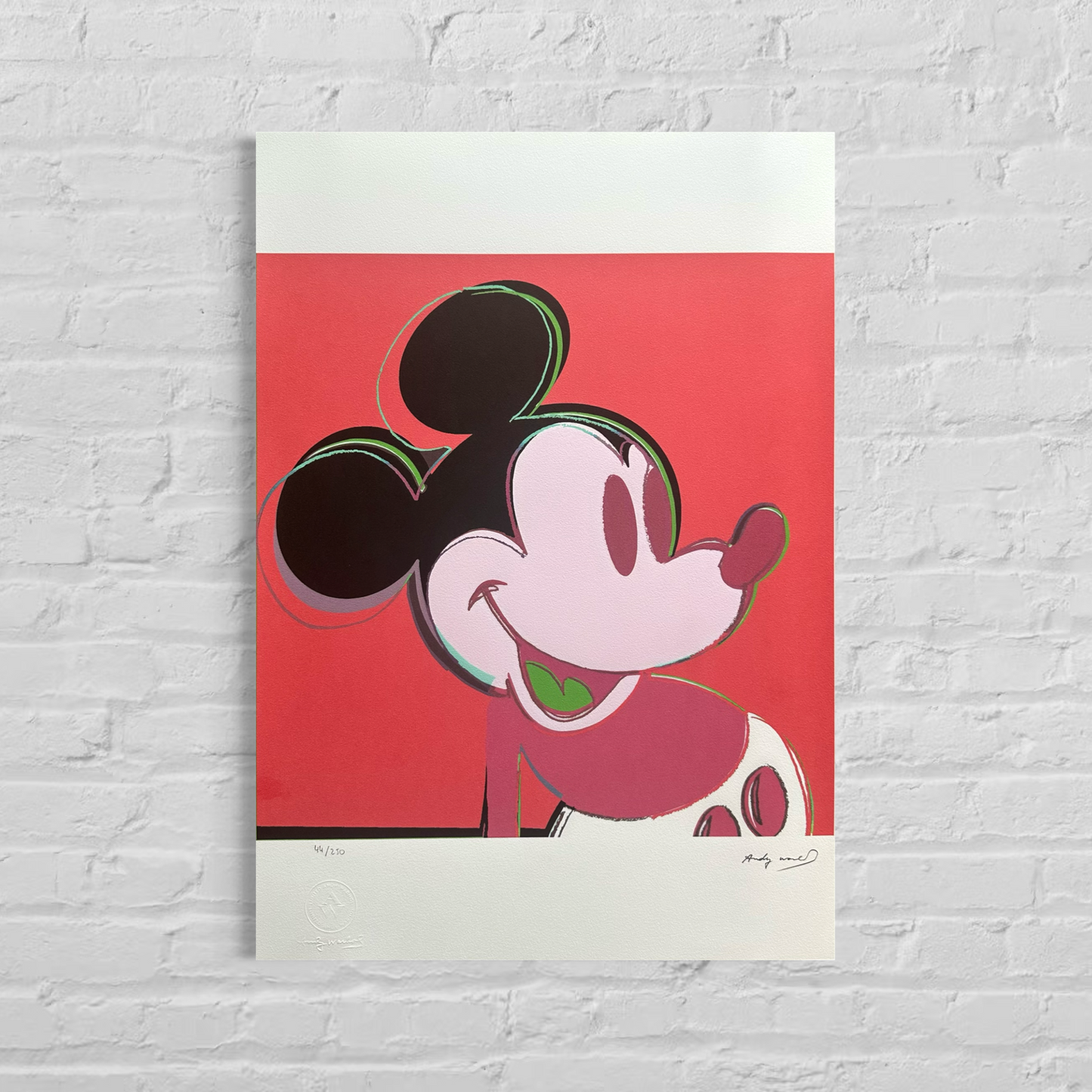Andy Warhol Mickey Mouse (Red) Lithograph Arches 300gsm 42x59 cm