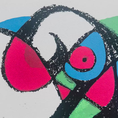 Joan Miró abstracte figuur met kleurvlakken Lithografie Arches 300gsm 42x59 cm